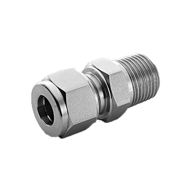 Compression 14 Od NPT Straight Male Connector Stainless Steel Tube Fittings