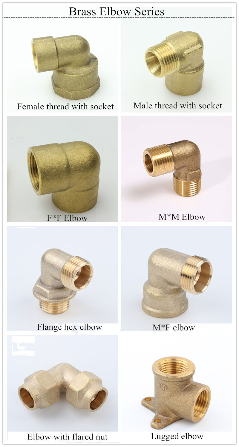 Brass Forged Plumbing Elbow Flared Lugged Brass Pipe Fitting