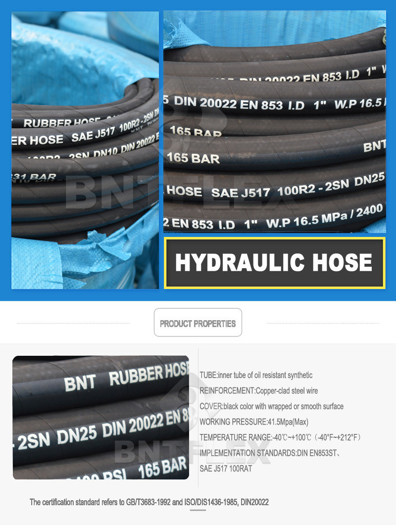 China Carbon Steel Hydraulic Hose Fittings and Adapters/Oil Resistant High Pressure Hydraulic Hose En856 4sp 4sh