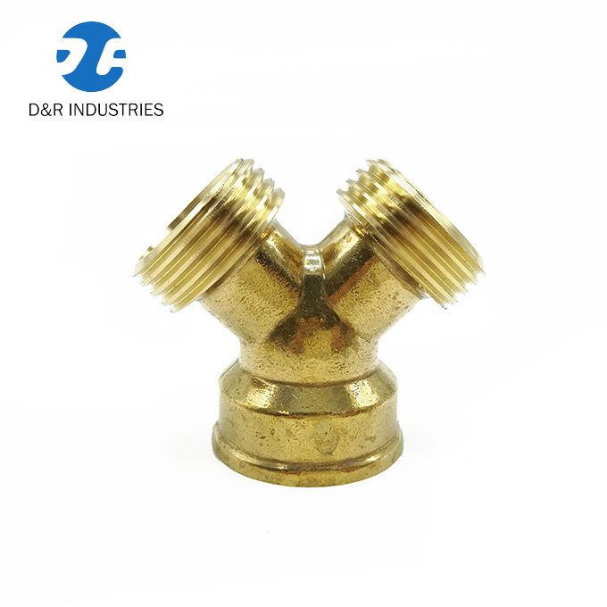 45 Degree Three Way Brass Fitting for Pipe & Hose