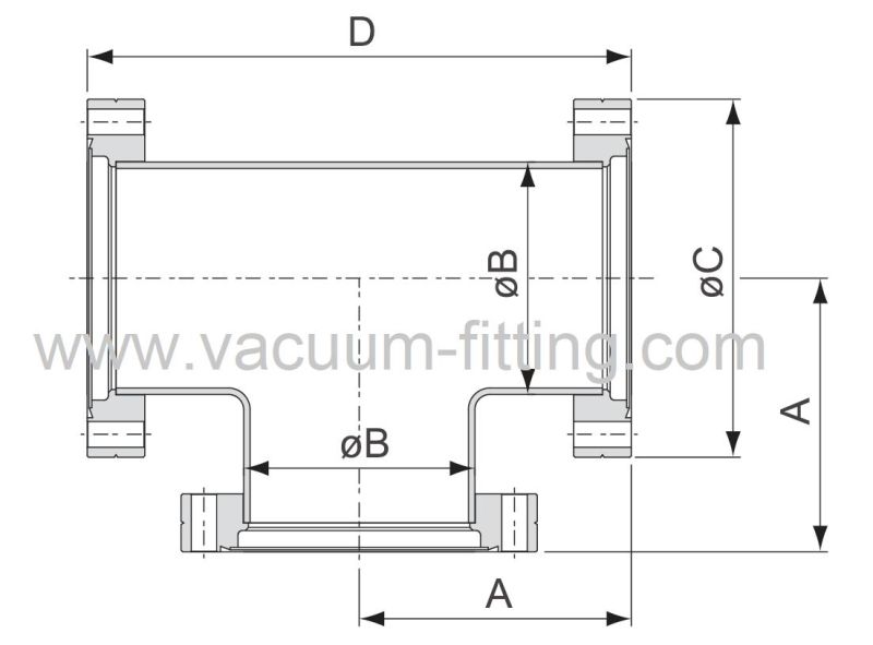 Vacuum Conflat CF Stainless Steel Fixed Rotatable Fittings Tee