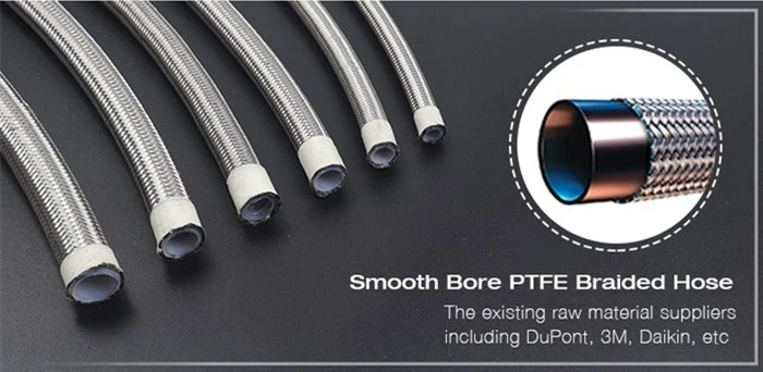 Stainless Steel Braided Cover PTFE Hose/Smooth Bore Braided PTFE Hose