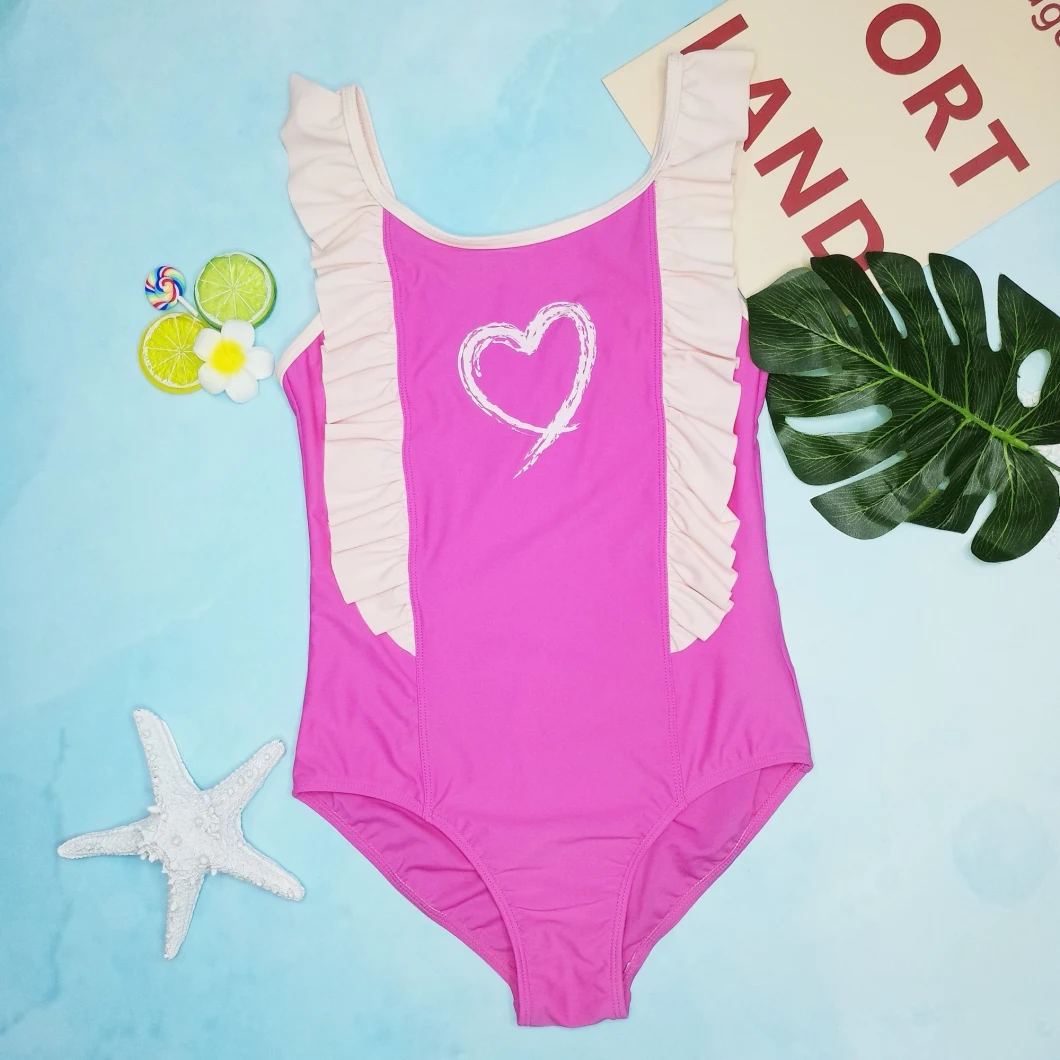 Bikini 2021 Little Girl One-Piece, Ruffle Strap One Piece Swimsuit W/Upf 50+ Sun Protection
