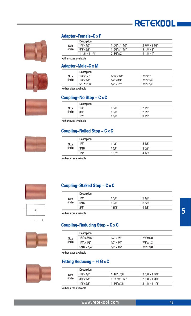 Female Adapter Cxf Copper Fitting for Air Conditioner