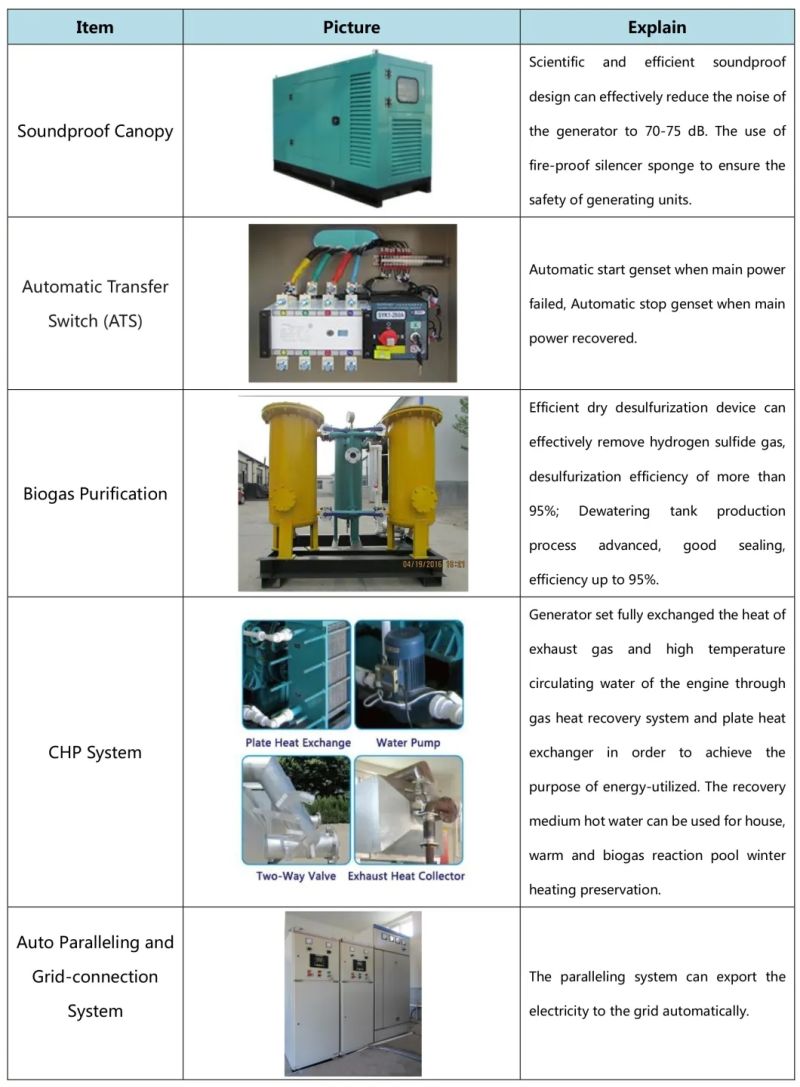 350kw Gas/Natural Gas/Biogas/Wood Gas/Biomass Gas/LPG/CNG/LNG Generator Power with CHP System