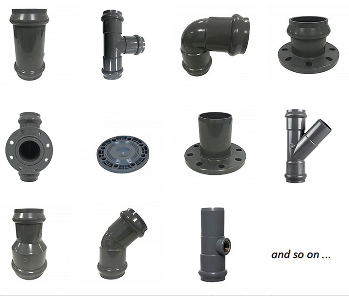 Plastic Pipe Fittings PVC Cross Double Sockets& Double Spigot End Connections