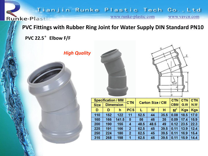 High Quality DIN Standard Plastic Pipe Fittings UPVC Pipe Fittings UPVC Pressure Pipe Fittings for Water Supply Pn10