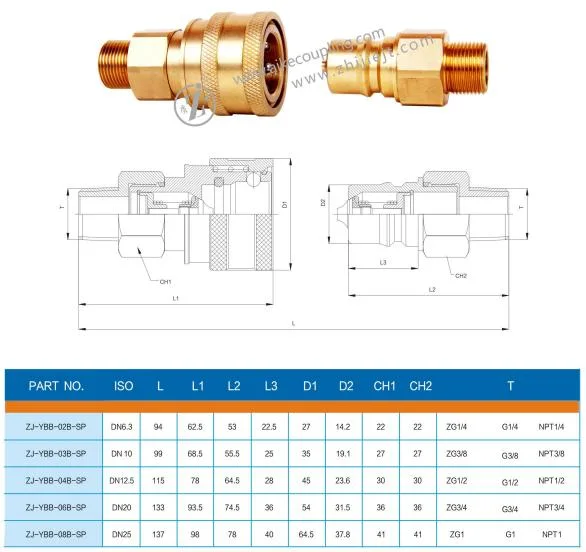 Zj-Ybb Medium Pressure Brass Quick Connect Couplings