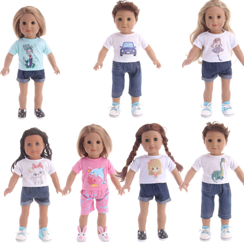 American Fashion Style T-Shirt and Pants for 18 Inch American Girl Doll Clothes
