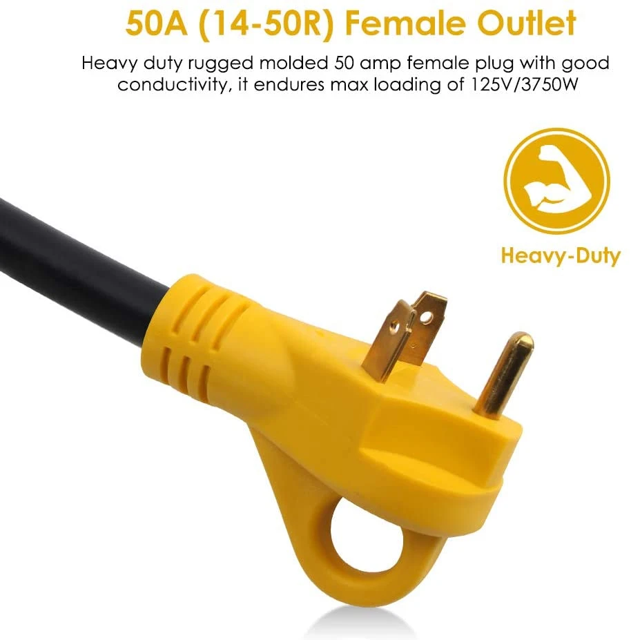 30A Male to 50A Female RV Adapter Heavy Duty Electrical Adapter with Handle 30A Male to 50A Female Adapter 125V/3750W Receptacle Generator Adapter for RV