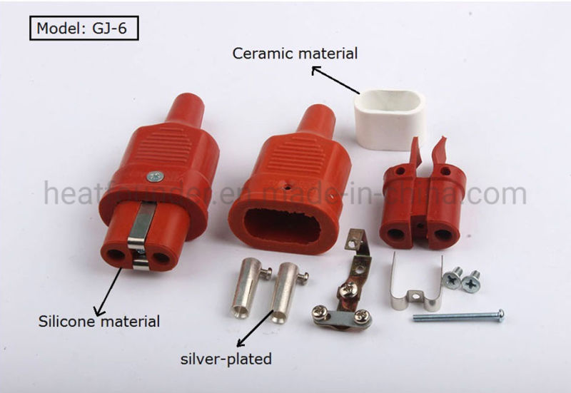 High Temperature Ceramic Electric Heater Aluminium Connector 2 Pin Female Plug