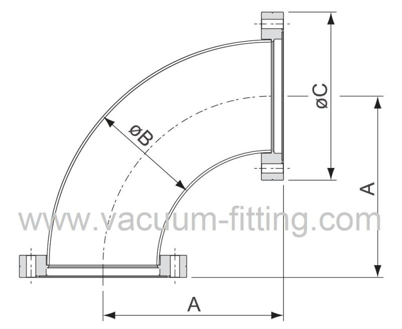 Vacuum CF Fixed Fittings Pipe Fittings 90 Degree Elbow
