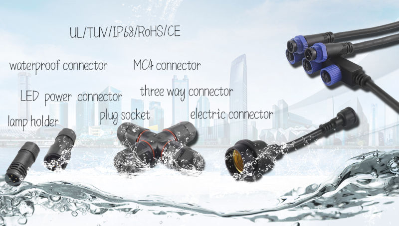 Black White Plug Flat Types Wire Connectors Waterproof Plug Connector