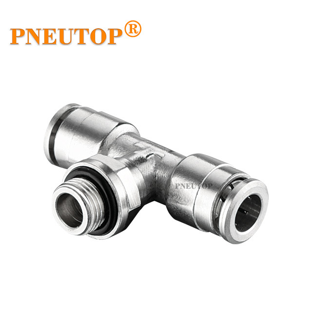 Male Tee Nickel Plated Brass Push in Fittings Pneumatic Fittings