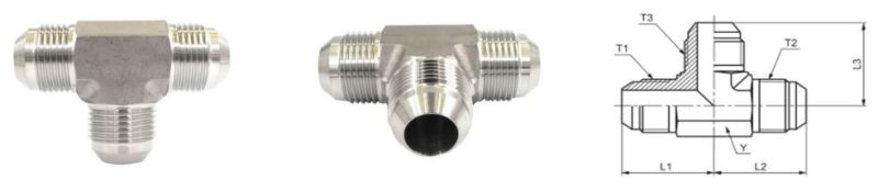 Male Jic Union Stainless Steel Tee Tube Fittings/Hydraulic Adapters