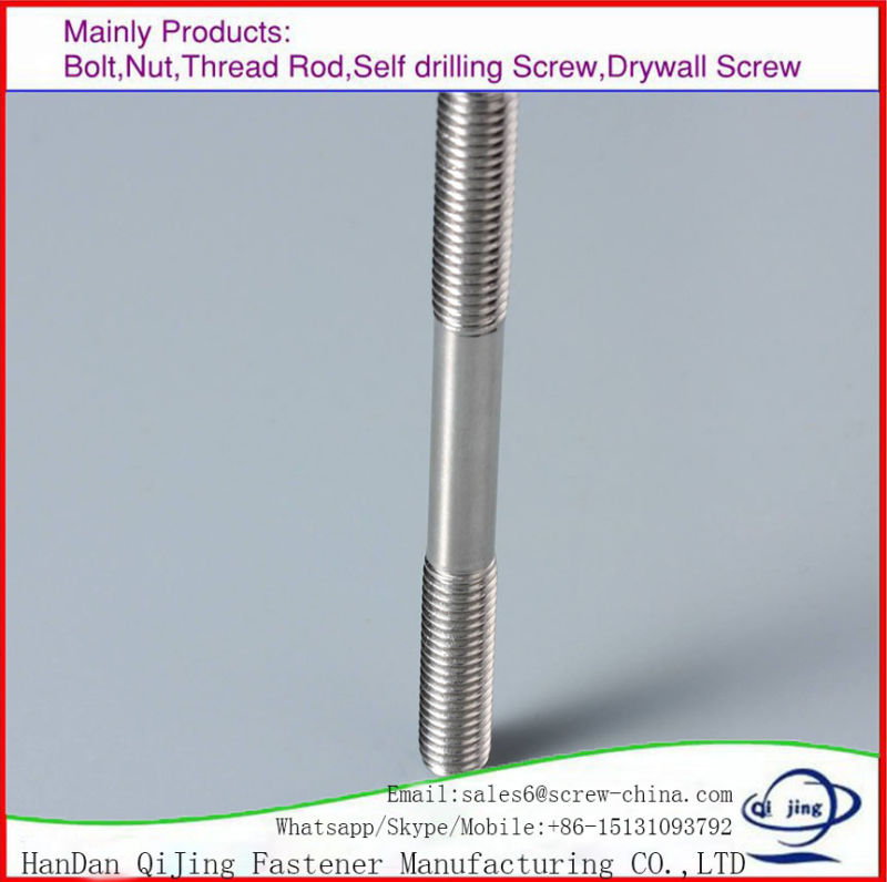 SS304 SS316 Stainless Steel Materic Stud Bolt Double End Stud Bolt Double End Thread Rod/Stud, DIN939/835, Uni5909