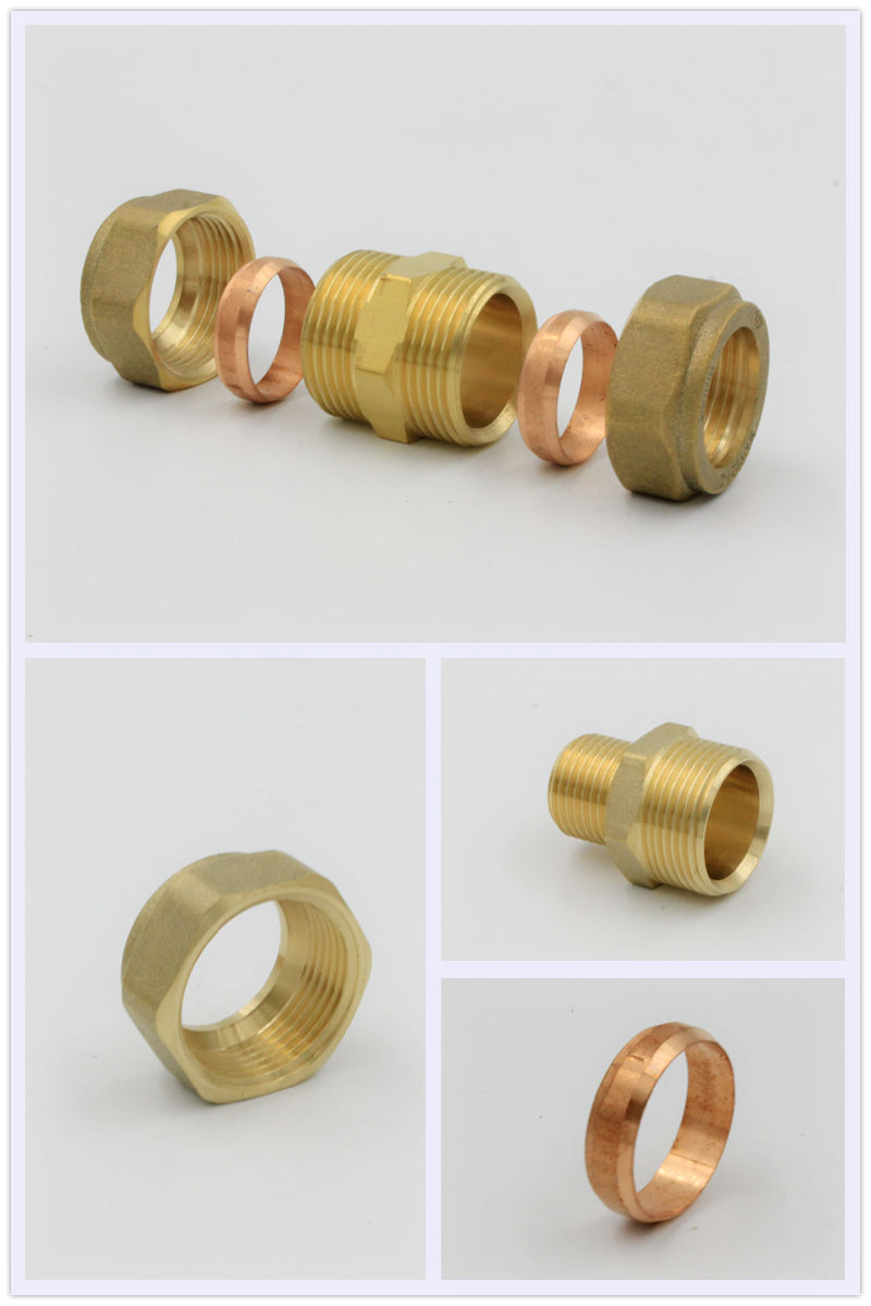 Brass Forged Compression Elbow with Copper Ring Union Connecter Elbow
