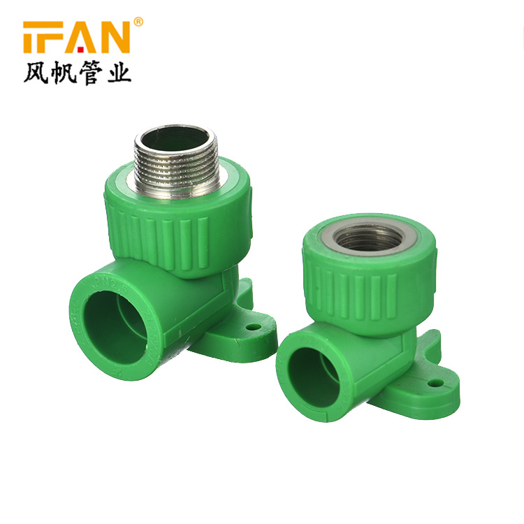 Ifan PPR Pipe and Fitting Plomberie PPR Tuyaux Et Raccords Wall Plate Elbow 90 Degree Elbow NPT Male PPR Elbow