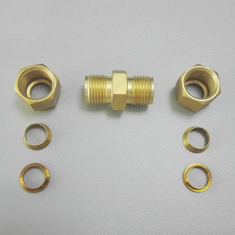 Female Thread Hexagon Equal Double Ferrule Compression Brass Tube Fitting