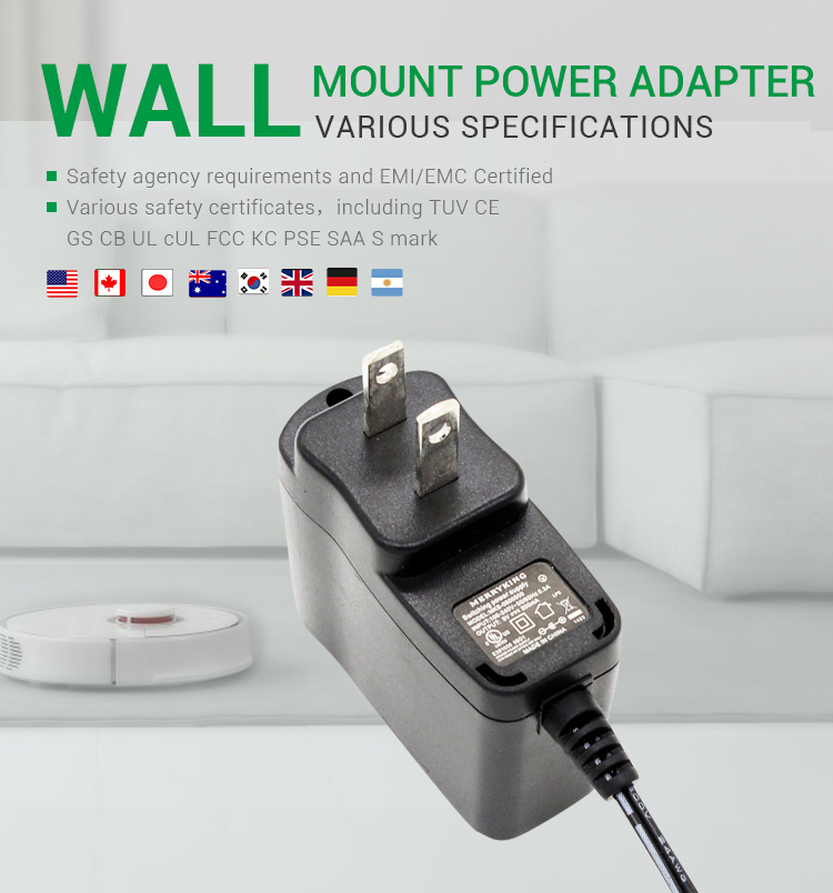 Universal Switching Power Adapter 12V 500mA 600mA 800mA Us Wall Mount AC Adapter