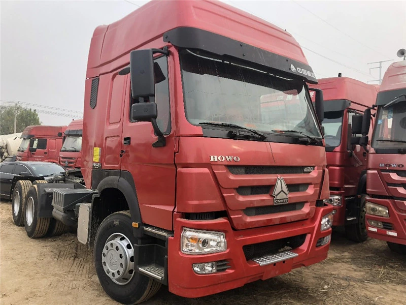 Working Condition Chinese HOWO Used CNG Tractor 420HP 6X4 CNG Container Truck for Uzbekistan Market