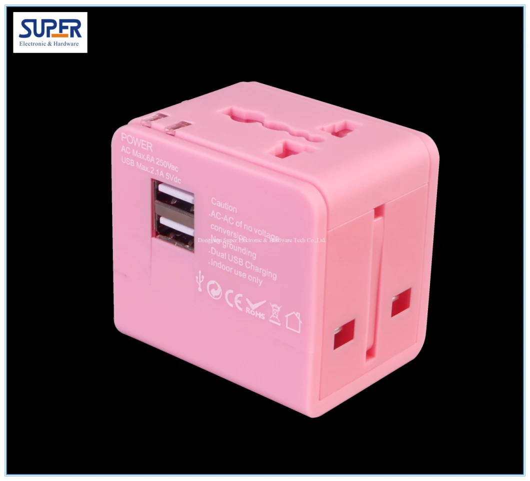 Dual USB Port Universal Adapter, European to American Standard Adapter, Multi-Function Travel Converter, Electrical Connector-Sp-778
