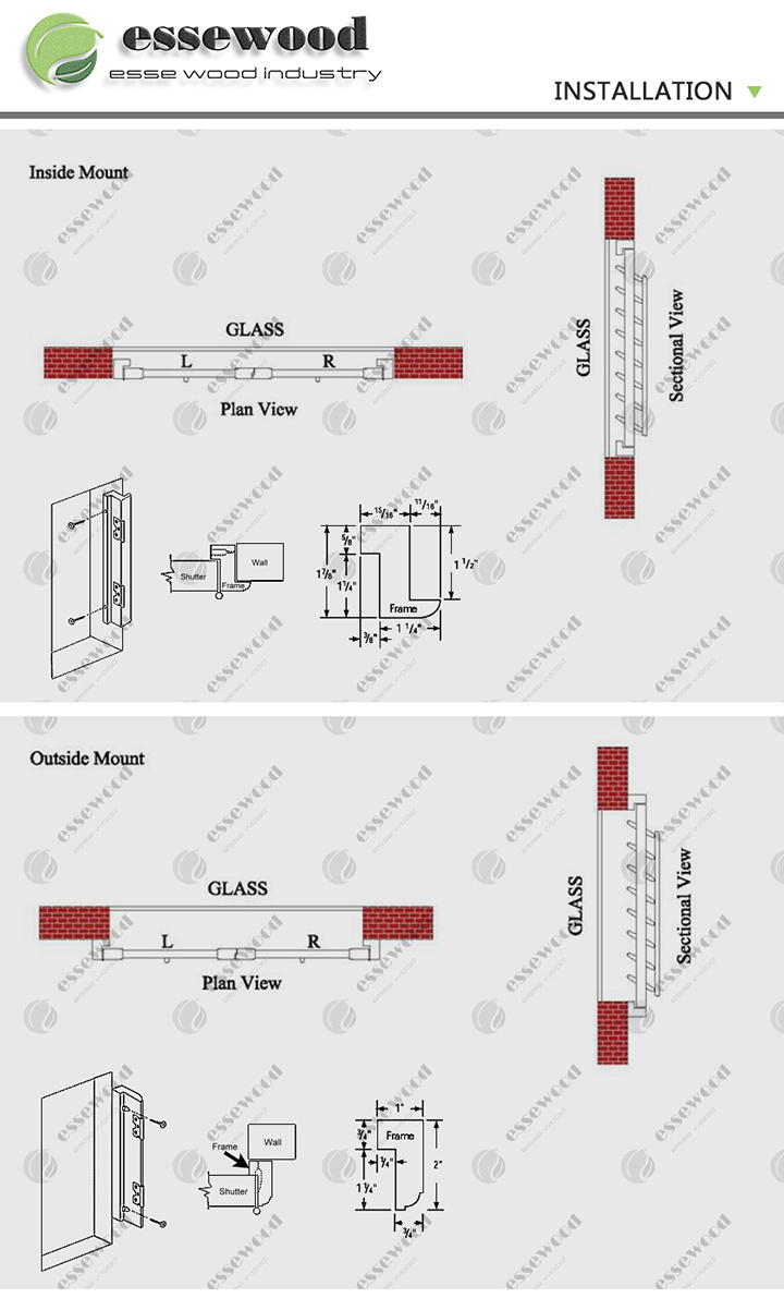Decorative PVC/Vinyl Exterior or Interior Window Shutters