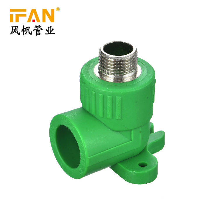 Ifan PPR Pipe and Fitting Plomberie PPR Tuyaux Et Raccords Wall Plate Elbow 90 Degree Elbow NPT Male PPR Elbow