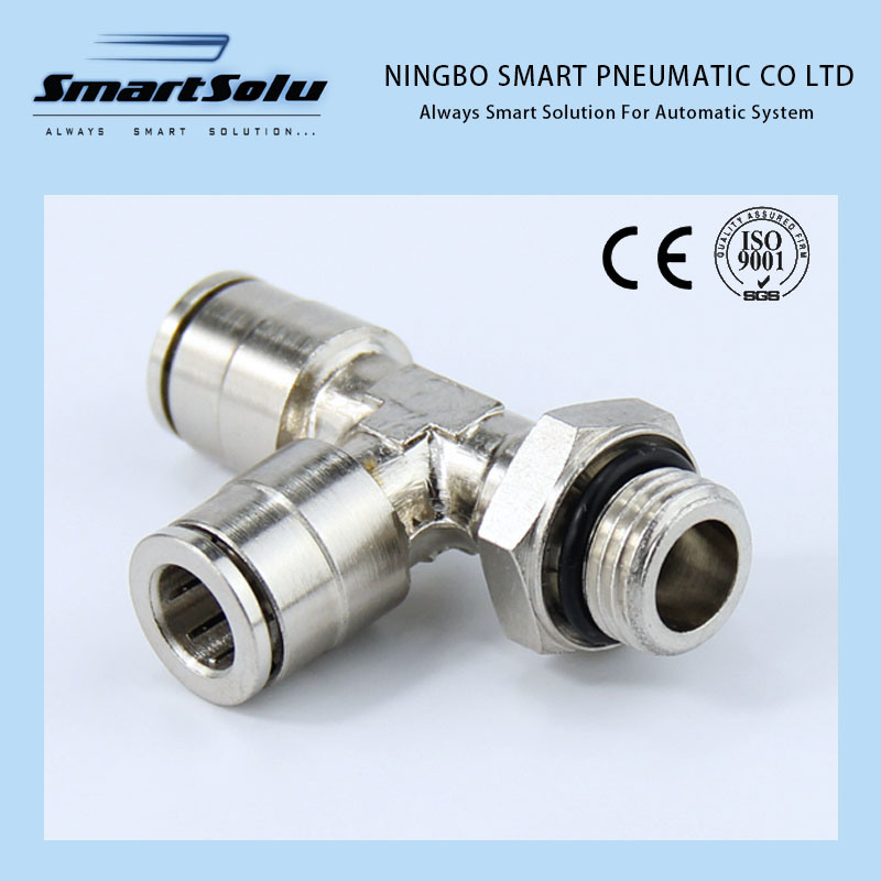 BSPT Brass Nickel-Plated T Branch Push in Pneuamtic Fittings
