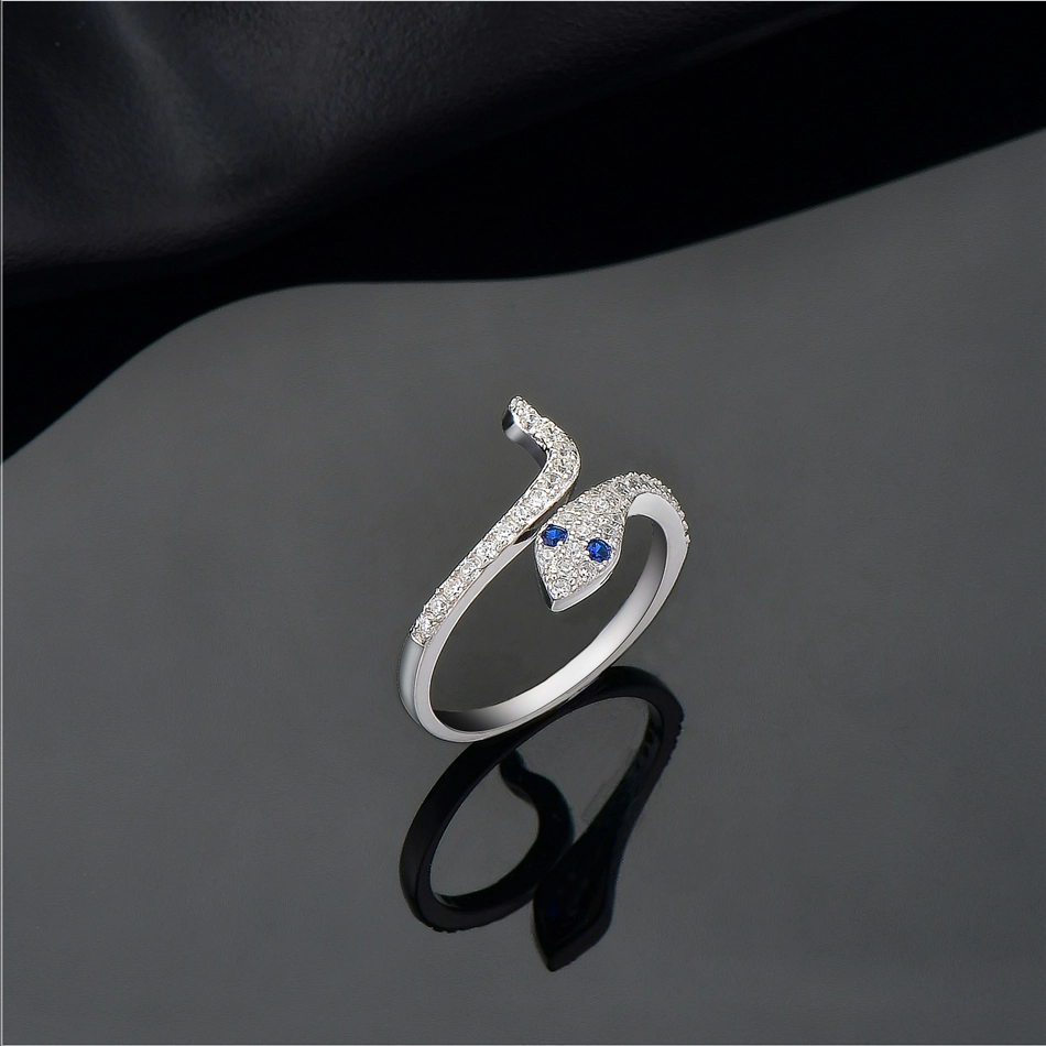 925 Sterling Silver Ring Adjustable Snake Animal Free Open Size Ring Women Jewelry