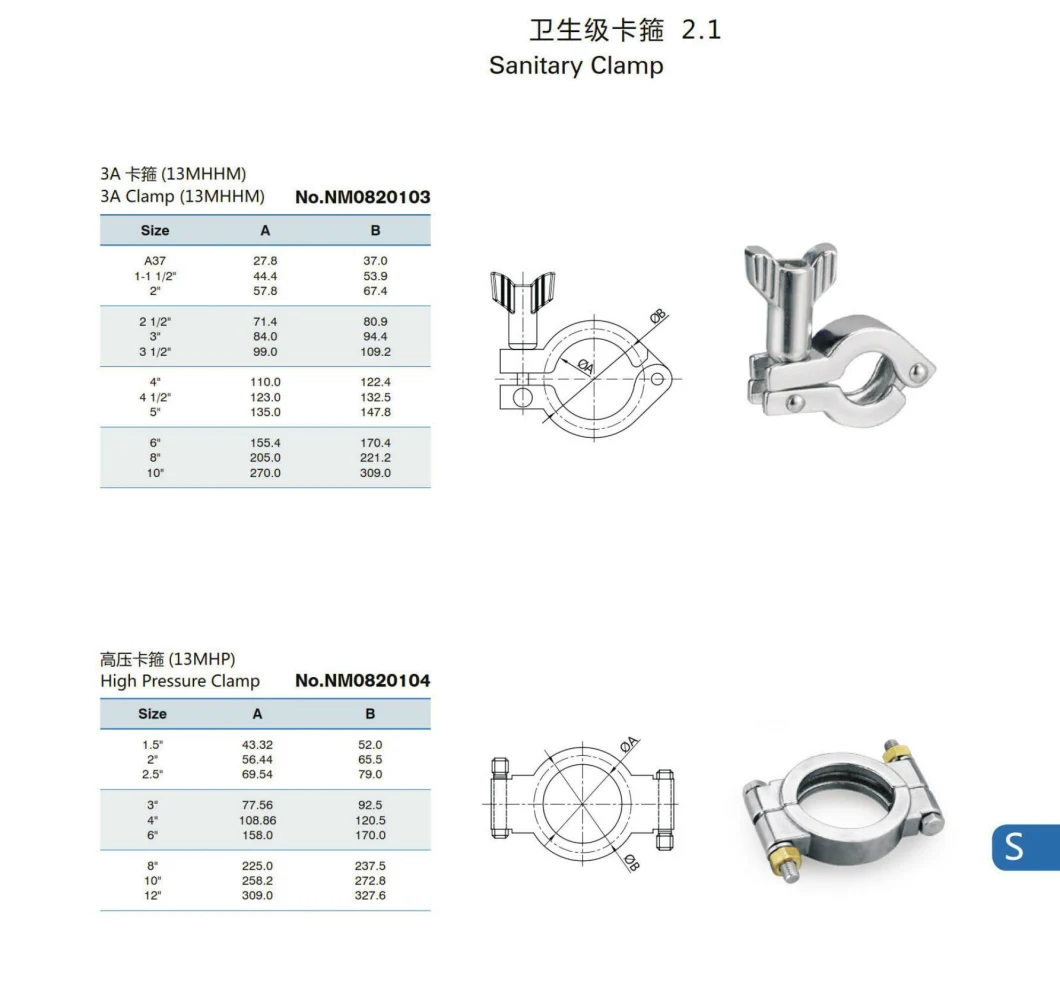 Sanitary Stainless Steel Double Bolt High Pressure Pipe Fitting Tri Clamp
