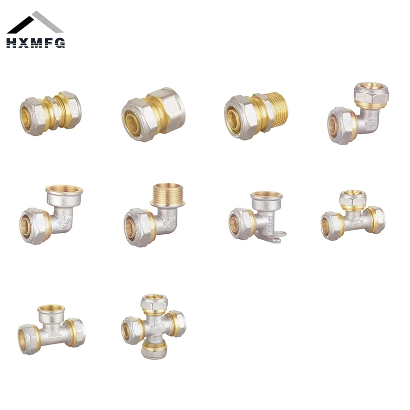 Chrome Plate Brass Press Compression Fitting Multilayer Pipe Tee