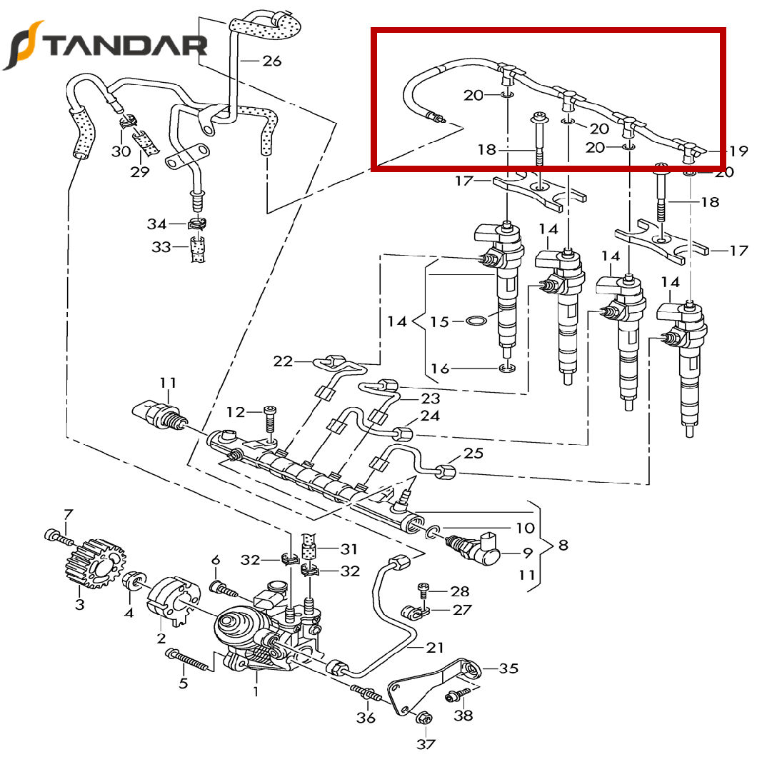 Diesel Fuel Injector Return Leak off Overflow Hose Pipe Line for Audi Q3 2.0tdi 03L130235ad