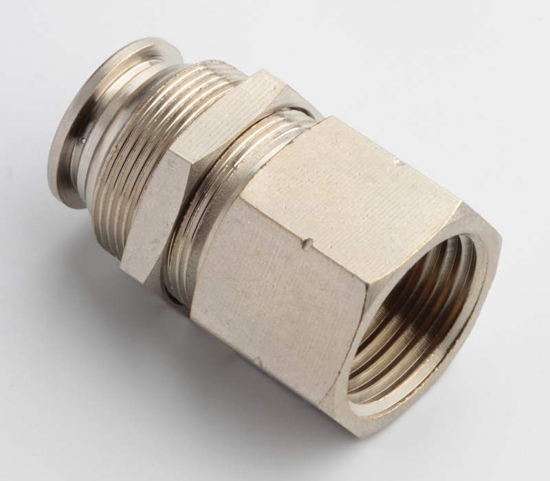Xhnotion Pneumatic Nickel-Plated Brass Fitting Bulkhead Female 1/8'' Thread Push to Connector