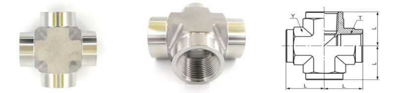 Female NPT Pipe Thread Cross Union Hydraulic Adapters and Fittings