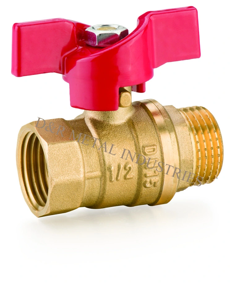 Brass Bsp/NPT Female Nickel Surface Butterfly Handle Ball Valve with Flexible Connector
