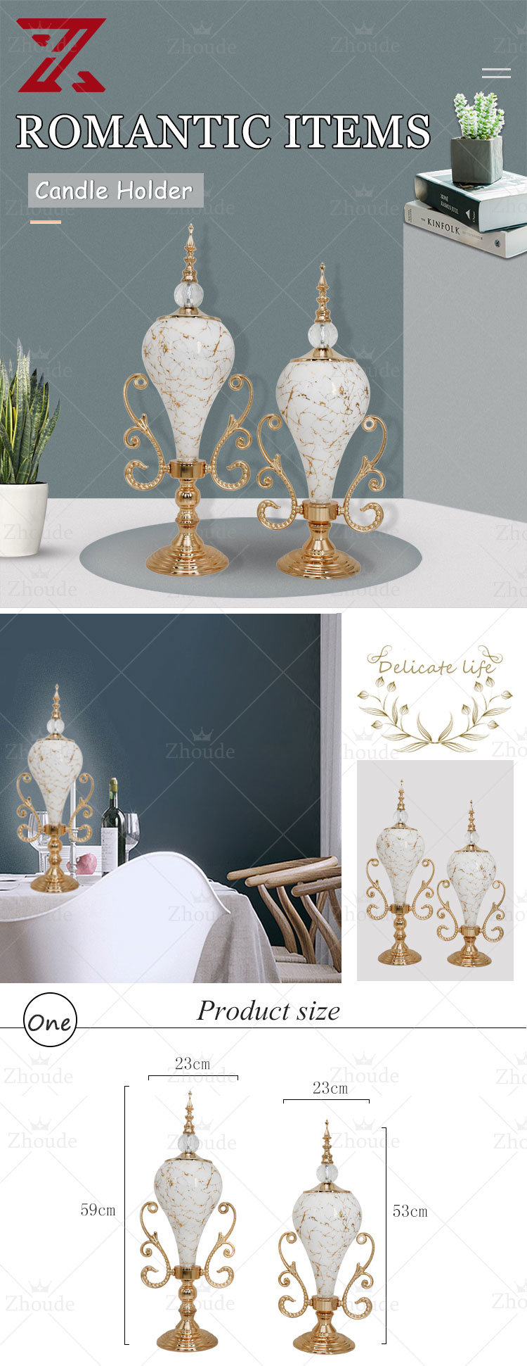 New Style European American Style Metal Golden Home Table Decoration Luxury Accessories