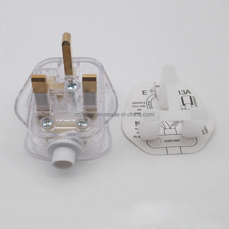 British BS UK Plug British Hong Kong Singapore Three Pin Plug with Wire Clip Plug Pure Copper Material 3A 5A 13A Separate DIY Assemble Plug