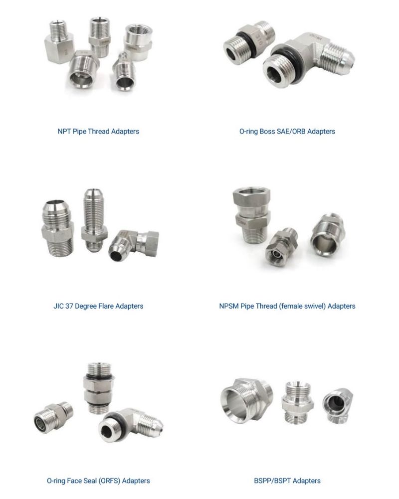 Hydraulic Hose Adapters/Stainless Steel Connector/Jic/NPT/Orfs/Bsp/Metric Fittings