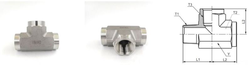 SAE NPT Connectors/Stainless Steel Tee Fittings/Hydraulic Adapters