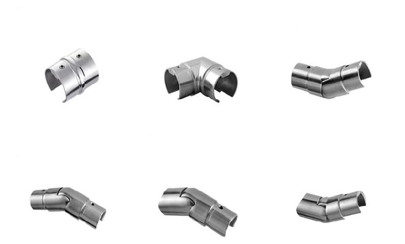 Stainless Steel Rail Fitting 90 Degree Vertical Elbow Slot Tube Connector