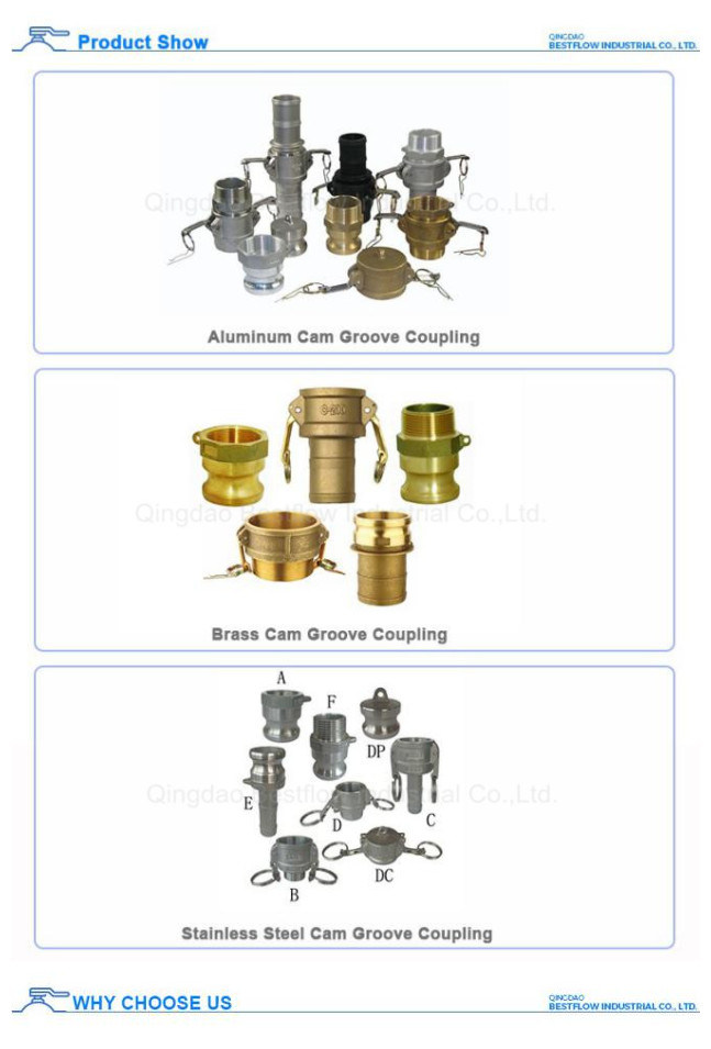 Aluminium/Brass/Stainless Steel Cam Lock Quick Coupling