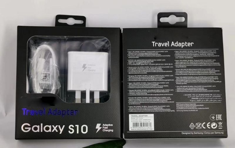 3 Pin UK Fast Charging Adapter Charger with USB Cable for Samsung S10