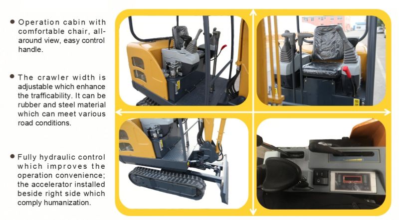 Hot Sale China 2000kg Mini Hydraulic Compact Excavator with Replaceable Accessories
