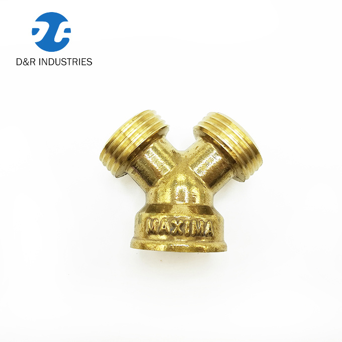 45 Degree Three Way Brass Fitting for Pipe & Hose