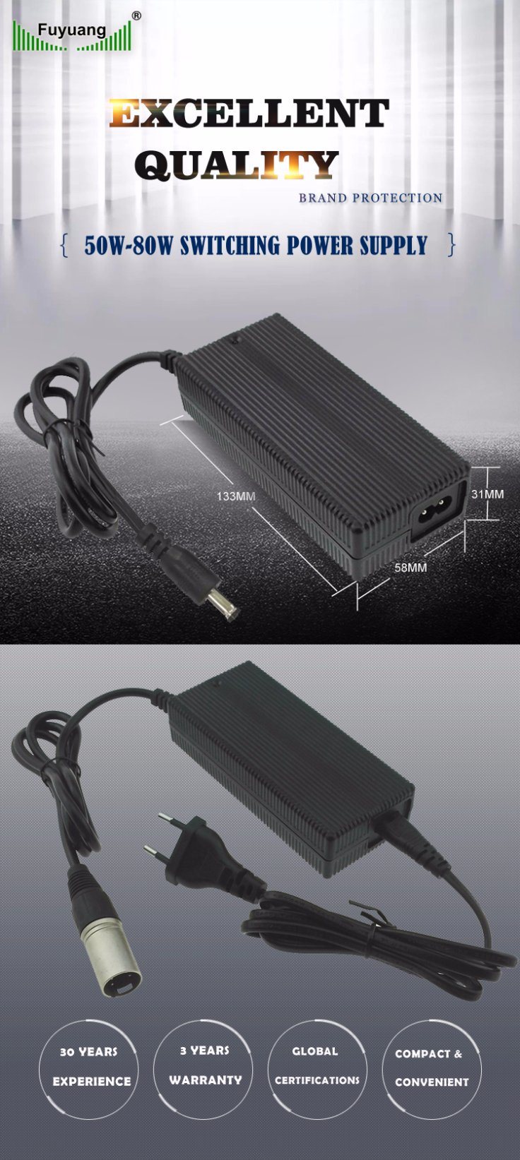 UL Approved Power Supply Adapter Power Adapter AC DC Adapter 12V 5A