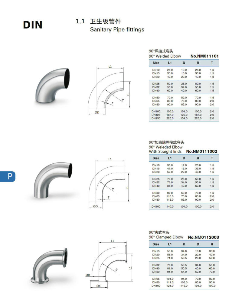 180 Stainless Degree Elbow Pipe Fittings Bend