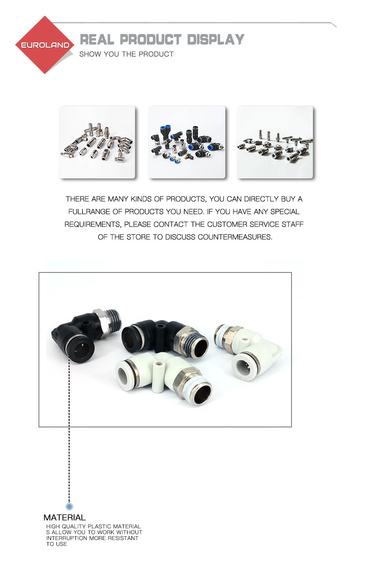 Pneumatic Fittings Male Threaded Elbow Connectors Coupling, Pl Joints