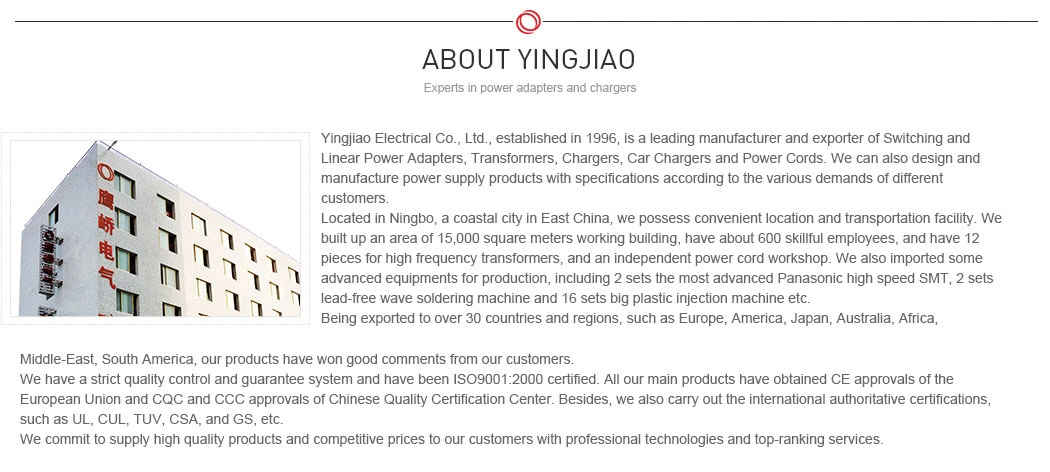 Manufacturers Yingjiao&OEM 3-7W Us Plug Linear Power Adapters