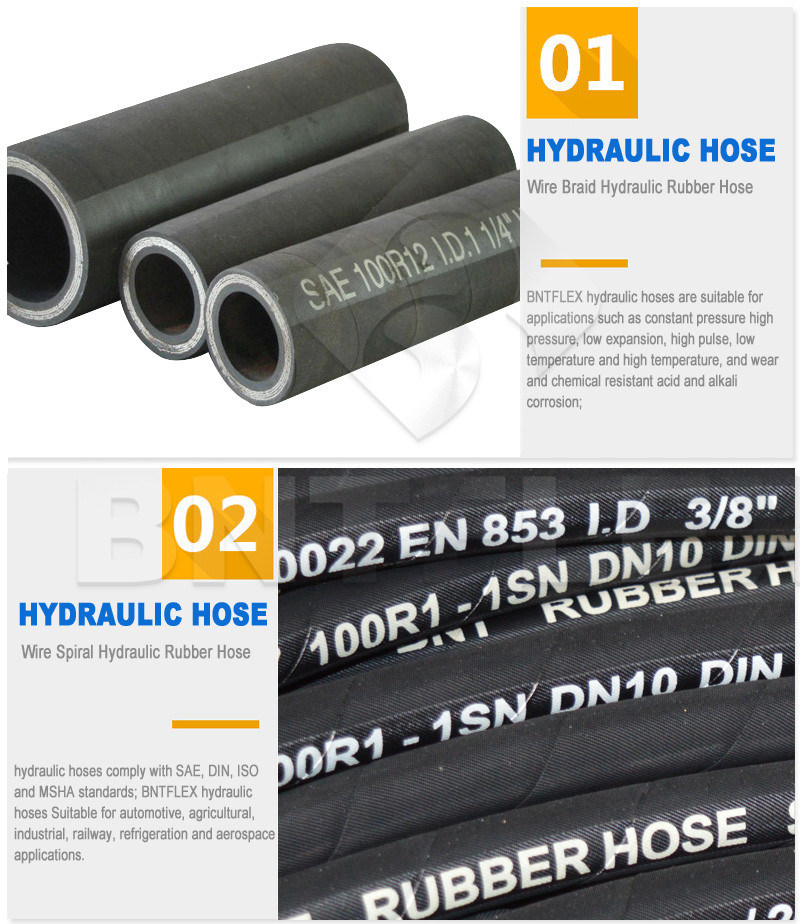 Industria Rubber Hydraulic Hose Assembly with Jic NPT or Bsp Fitting